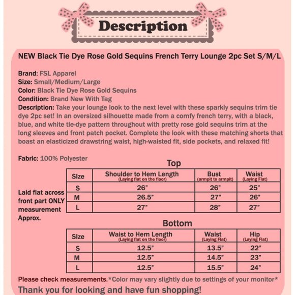 NEW Tie Dye Sequins French Terry Lounge 2pc Set - Picture 11 of 11